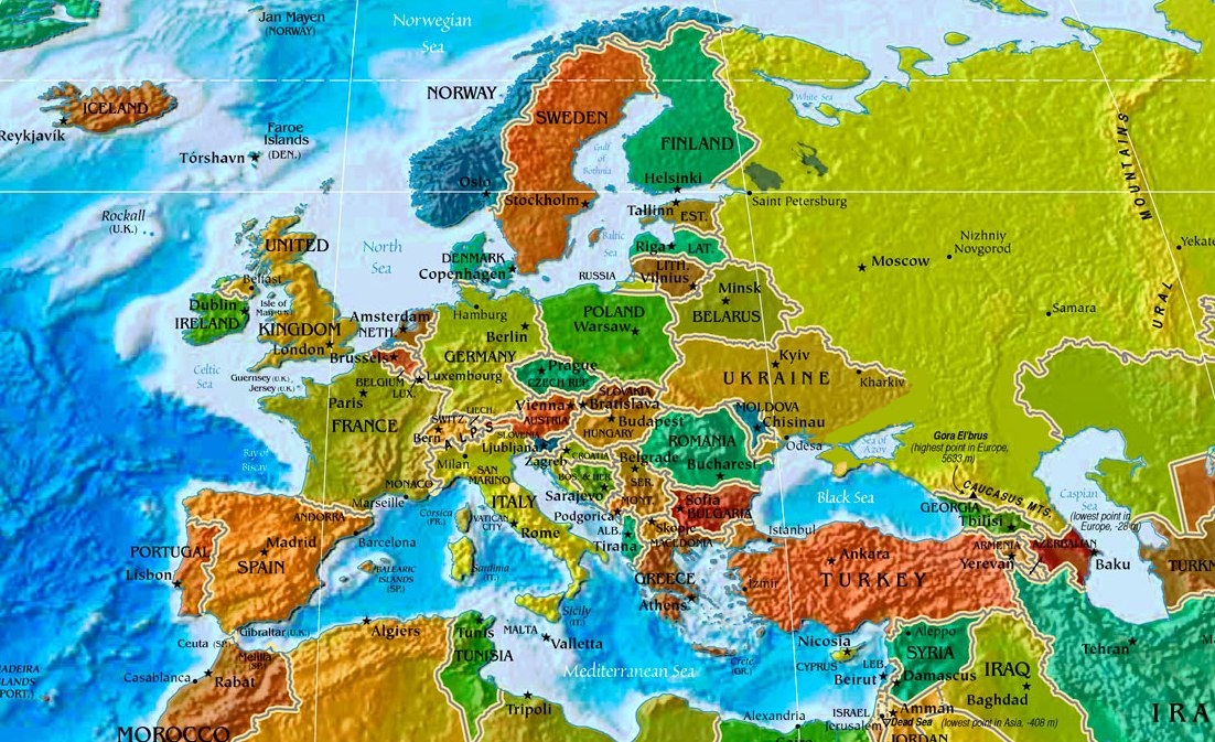 Карта европы большая