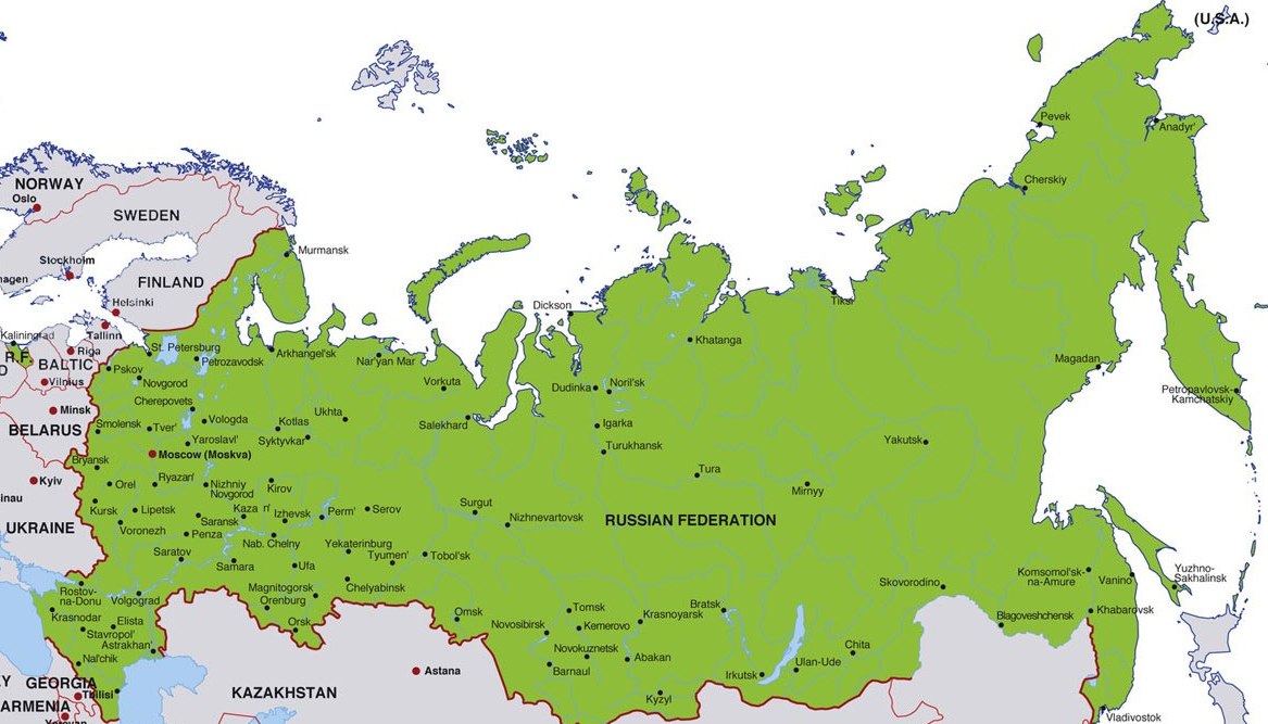Контурная Карта России С Названием Городов
