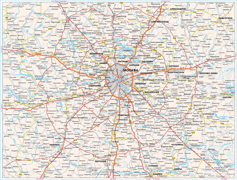 Карта Московской области автомобильная