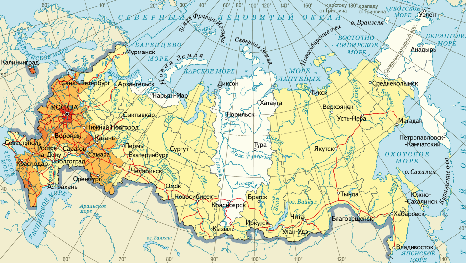 Карта России высокого разрешения